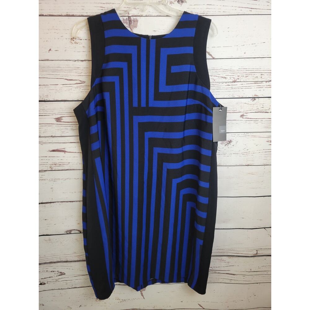 NWT Mossimo Black Blue Athens Striped Mini Dress zip up‎ Women's Size 2XL